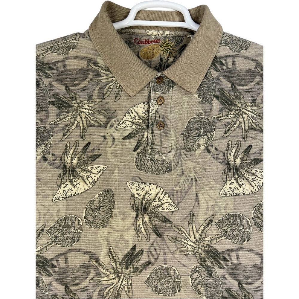 Roundtree & Yorke CARIBBEAN Mens Botanical Leaf Silk Pique Polo  XL